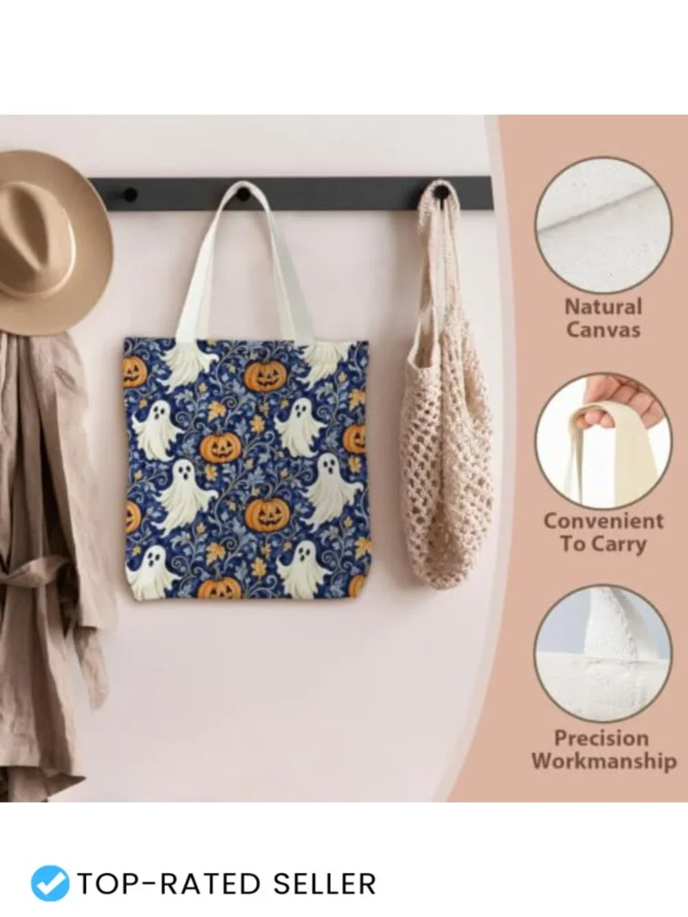 Women's Canvas Tote Bag with Inner Pocket - Durable Shoulder Bag for Office,